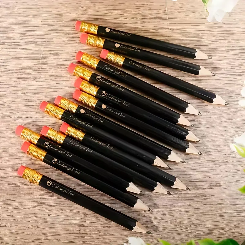 10Pcs/20Pcs/30Pcs/80Pcs/100Pcs Personalized Wooden Pencils, Customizable with Engraving of Exclusive Names, Suitable for Wedding Stationery, Portable Writing Tools, Professional Writing, Smooth Writing, Office Supplies, Student Use, Ideal for Christmas, Valentine's Day, Teacher's Day, Halloween, and the Best Choice for Gift Giving