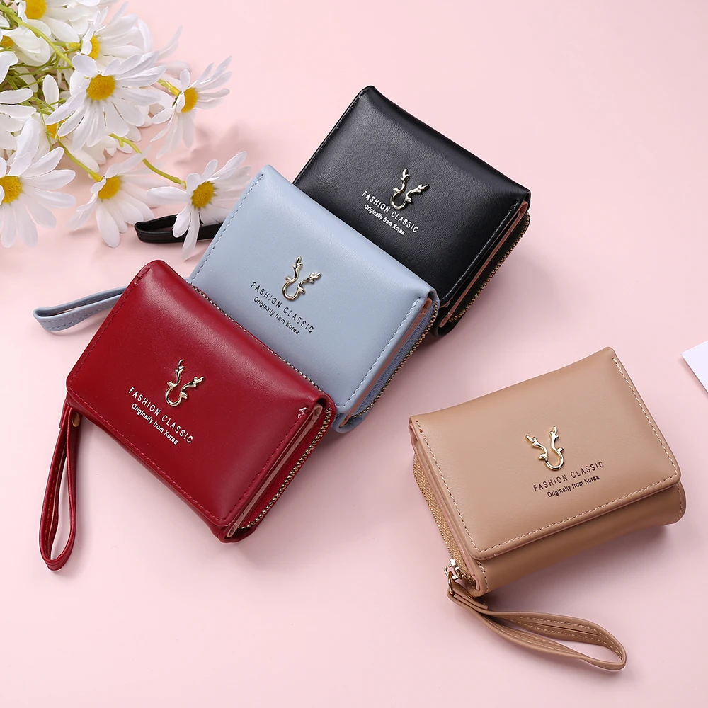 Luxury Brand Women\'s Small Wallet Female Card Holder Short Wallets with Coin Purse for Woman Ladies PU Leather Hasp Mini Clutch