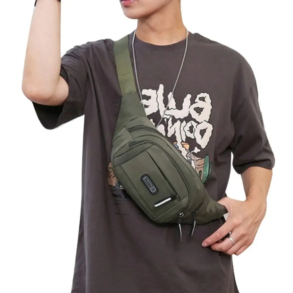 Bolsa de cintura multifuncional masculina de nylon, bolsa de peito crossbdoy ajustável de grande capacidade, leve, casual, bolsa de corrida, cinto, academia