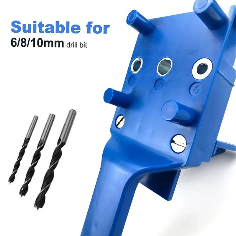 

Woodworking Dowel Handheld Drill Guide and Hole Saw Tool 6/8/10mm Drill Bit For Carpentry Straight Hole Locator Clamp