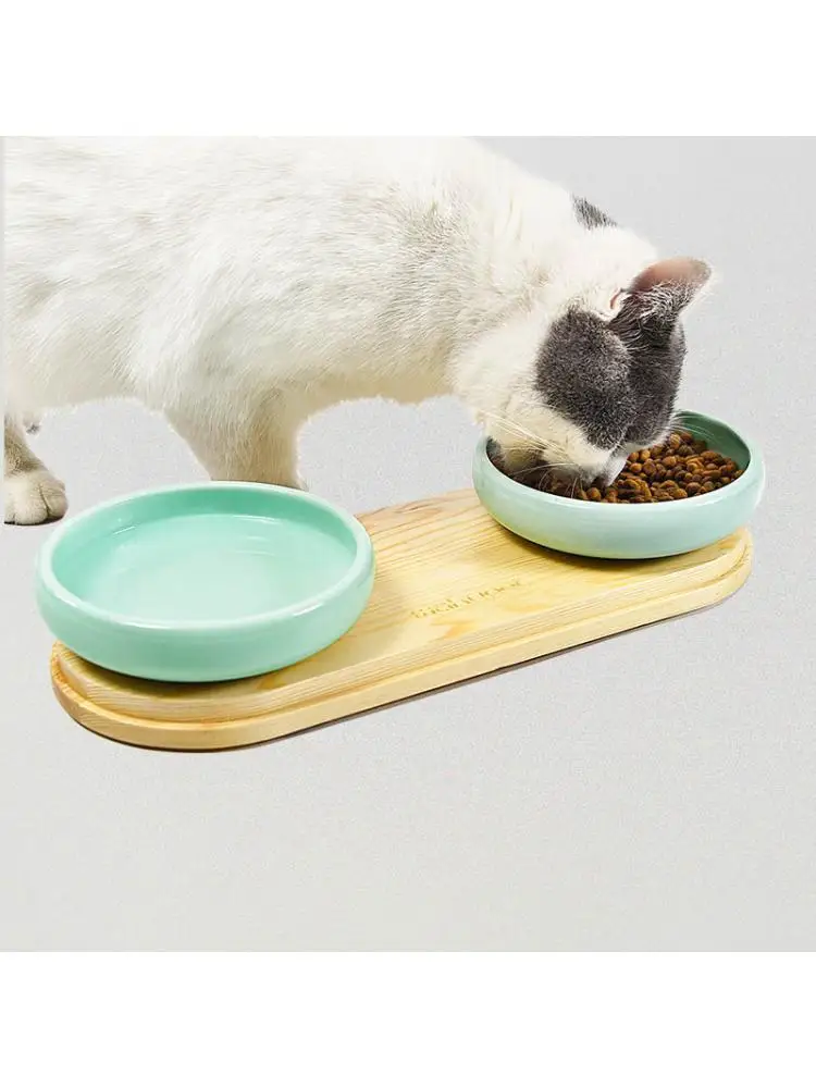 

Ceramic Cat Food Bowl Cat Rice Bowl Water Bowl With Dish Holder Pet Supplies