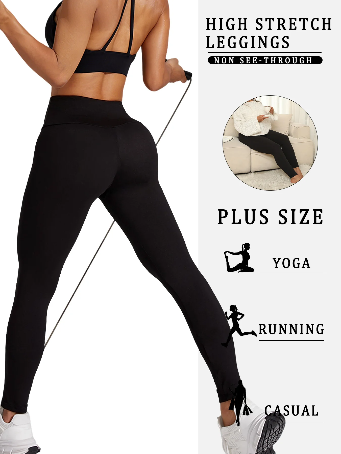 Plus Size Women's Super Soft Leggings High Waisted Tummy Control Workout Yoga Running Athletic Push Up Gym Fitness Leggings