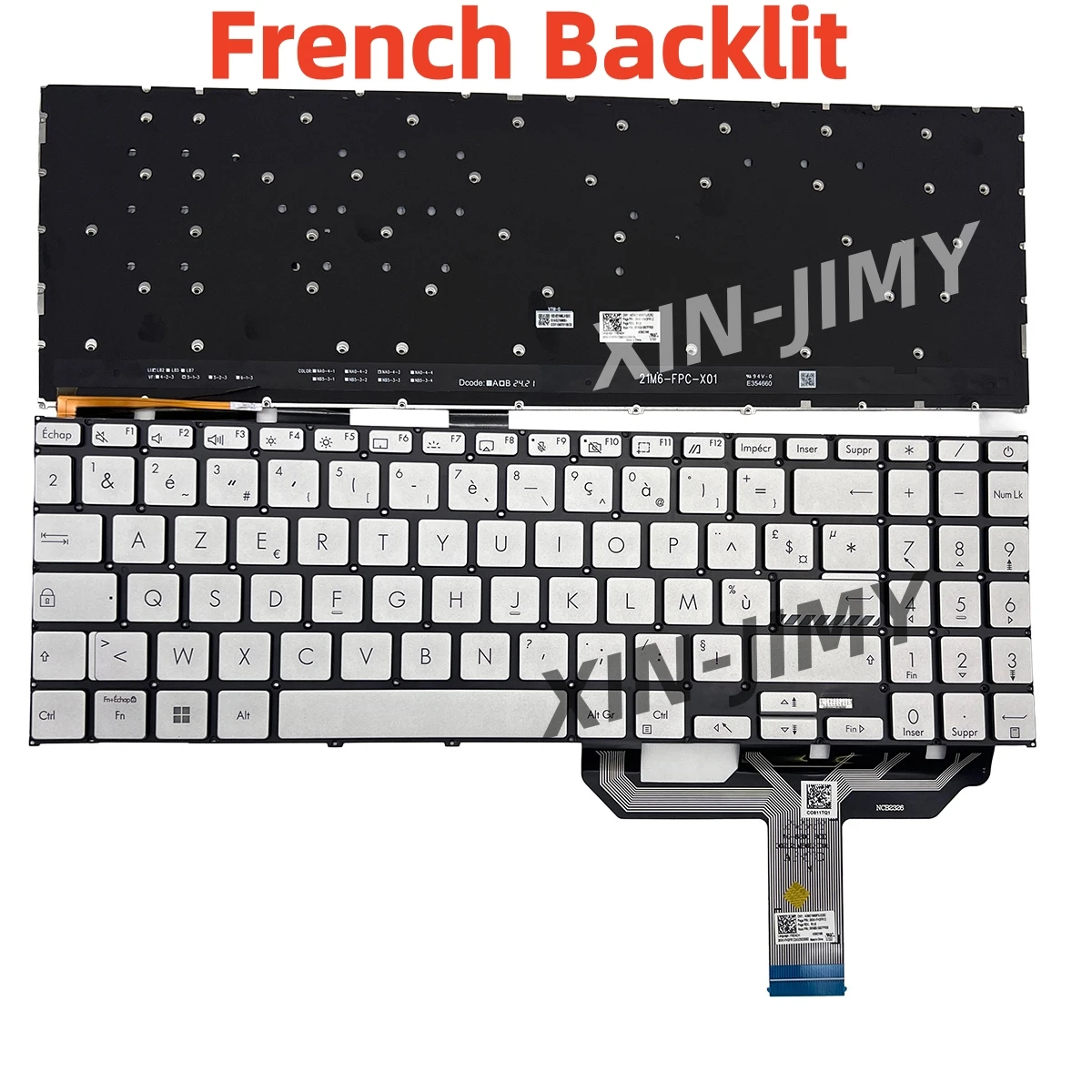X1504 French Keyboard for Asus Vivobook X1504 X1504V X1504VA X1504Z X15047A,F1504 E1504 E1504F E1504G E1504FA FR sliver Backlit