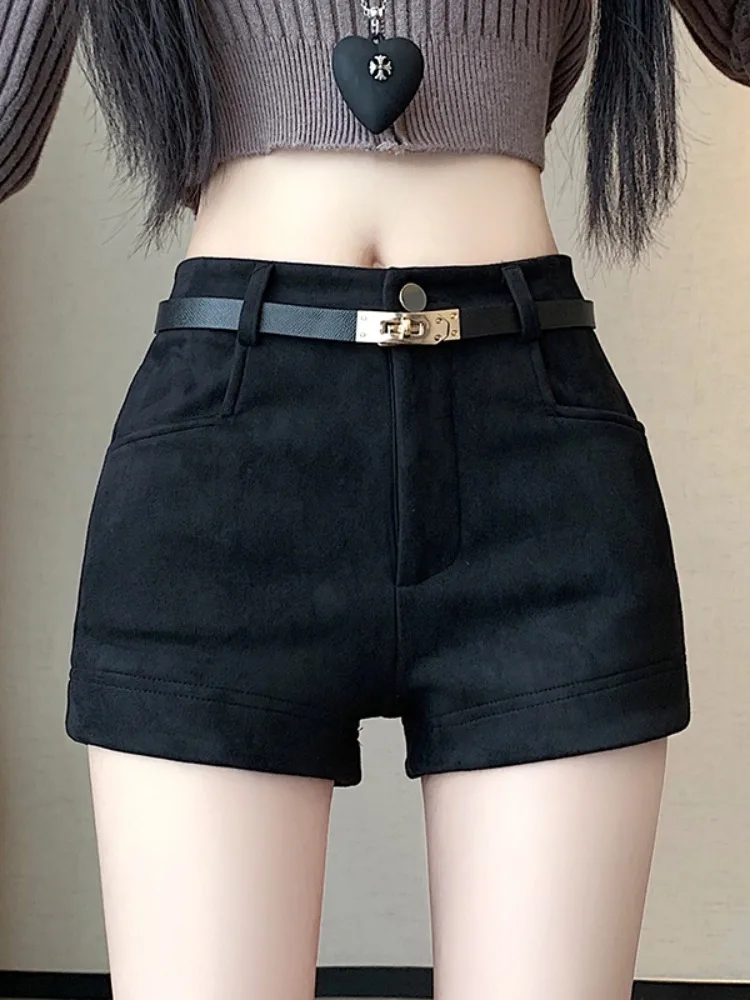 블라 디어 벨벳 수트 팬츠 하이웨이스트 A라인 와이드 레그 부츠 팬츠 여성용 가을 겨울 패션 심플 순색