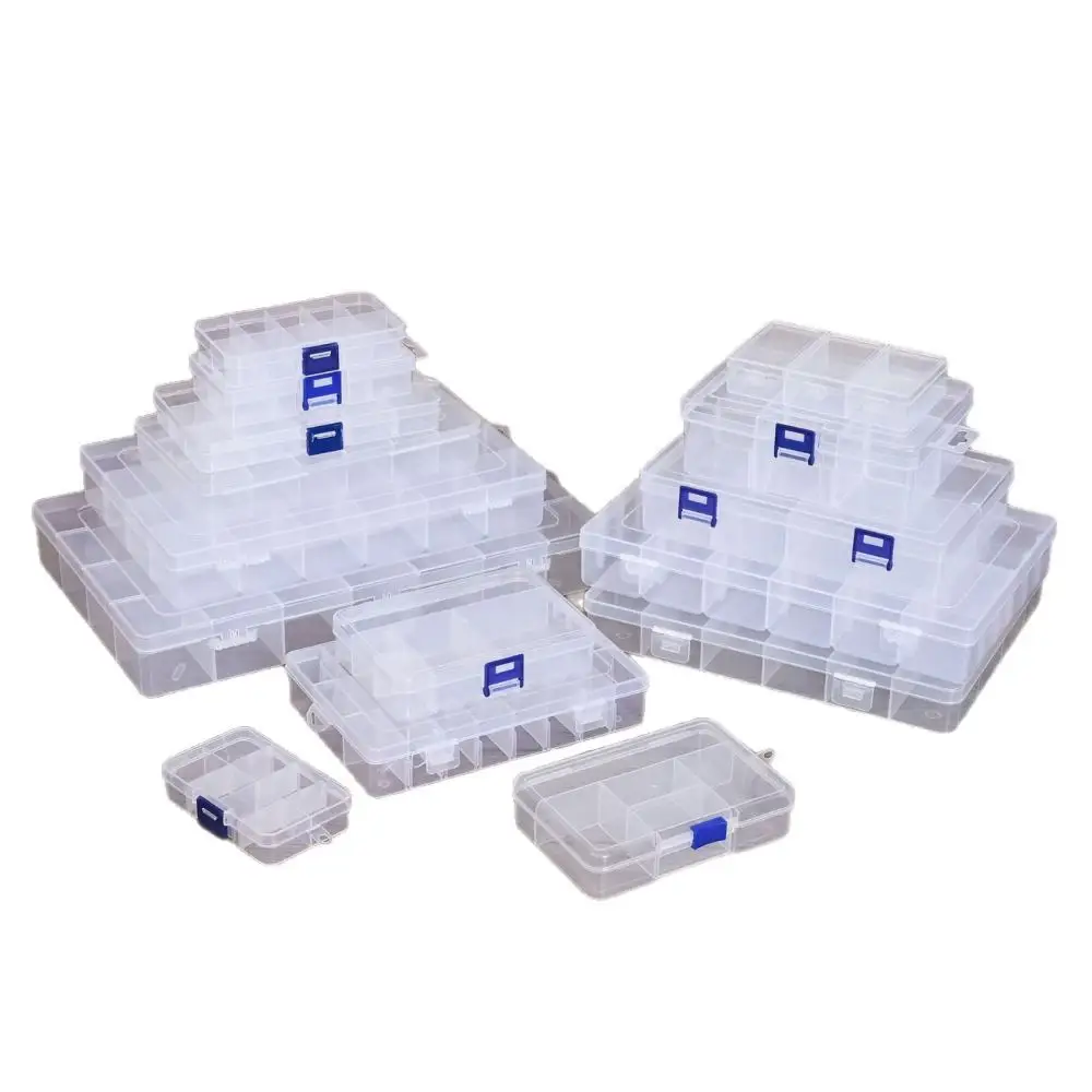 Craft Storage Organizer Box Clear Plastic Case With Dividers For Jewelry Beads Stationery Components Hardware Small Parts