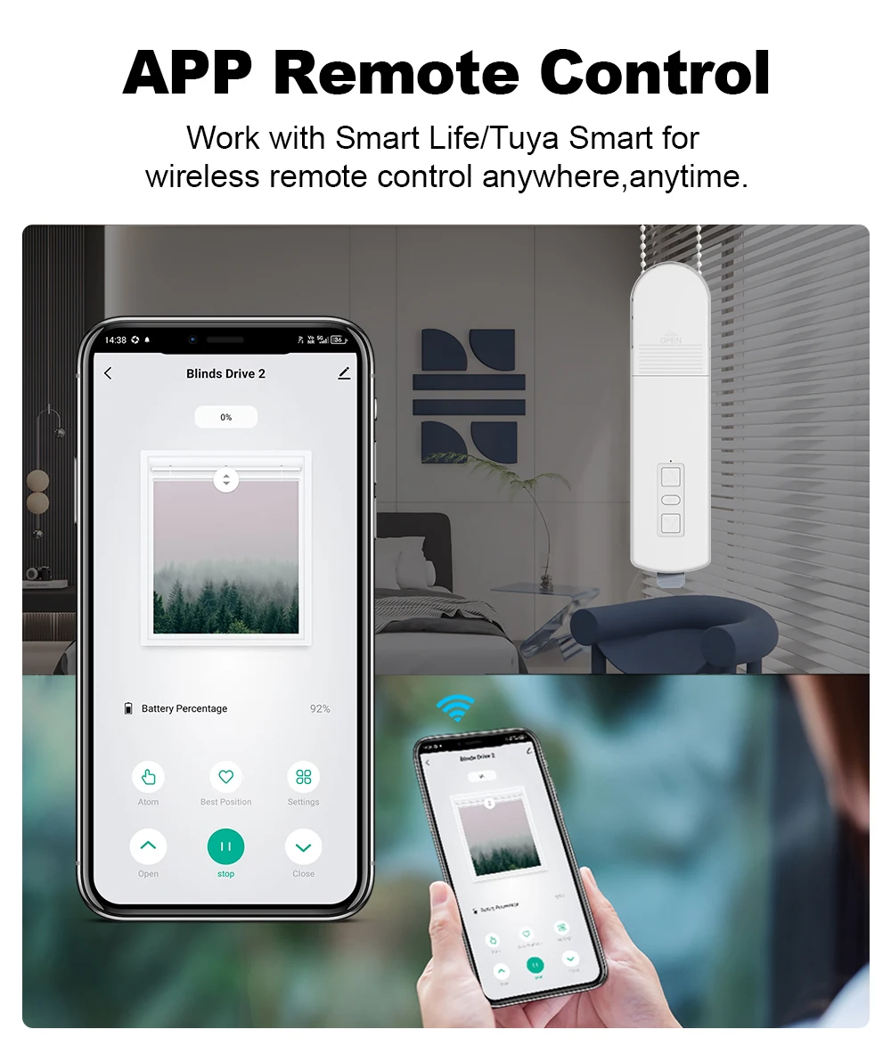 Wifi Smart DIY New Motorized Roller Blinds/Shades Drive Motor Hub Tuya Smart Life APP Google Home Voice Control Alexa