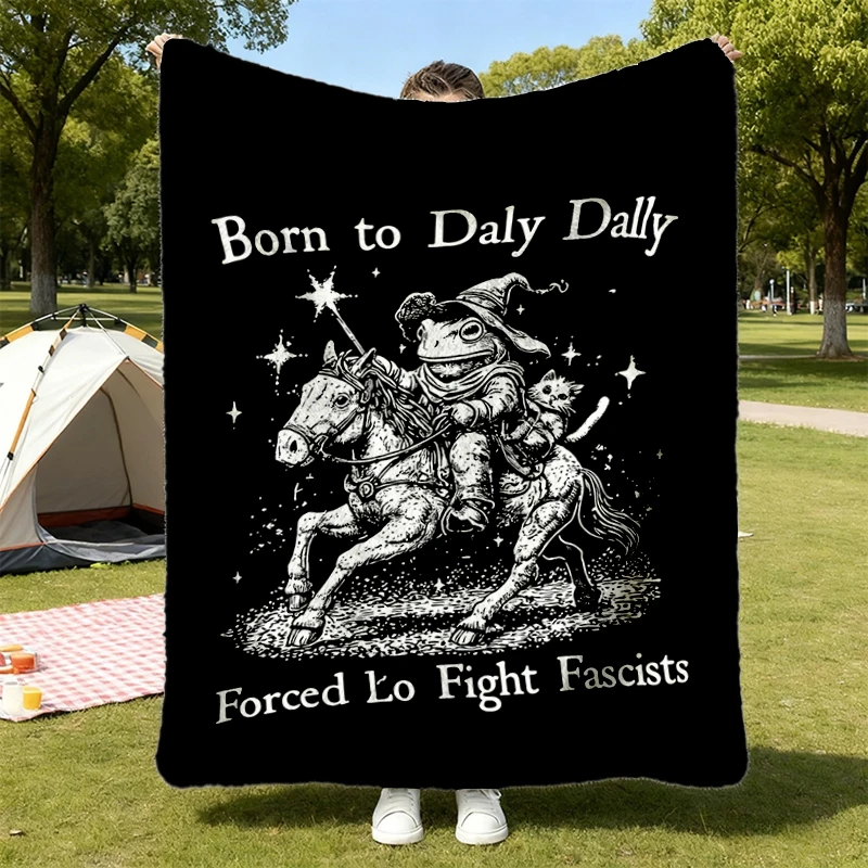 Born to Dilly Dally Forced to Fight Flannel Blanket, Wizard Frog Graphic Flannel Throw