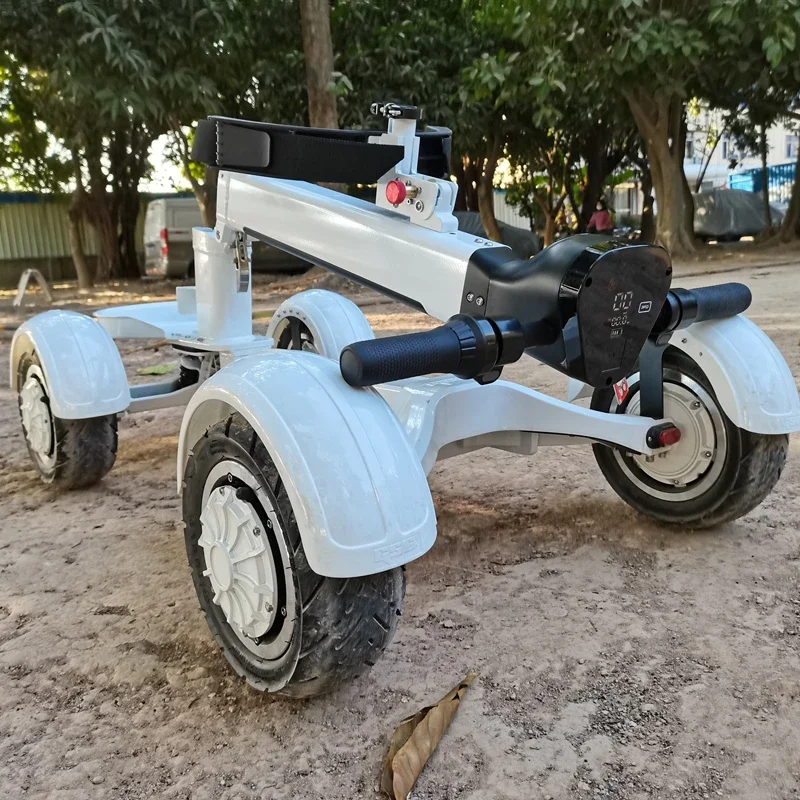 Zusammenklappbarer 4-Rad-Elektroroller, Golfwagen für Erwachsene mit Regenschirm, Doppelmotor, 1000 W x 2 48 V, Off-Road-Mobilitätsroller für Reisen – Detail 13