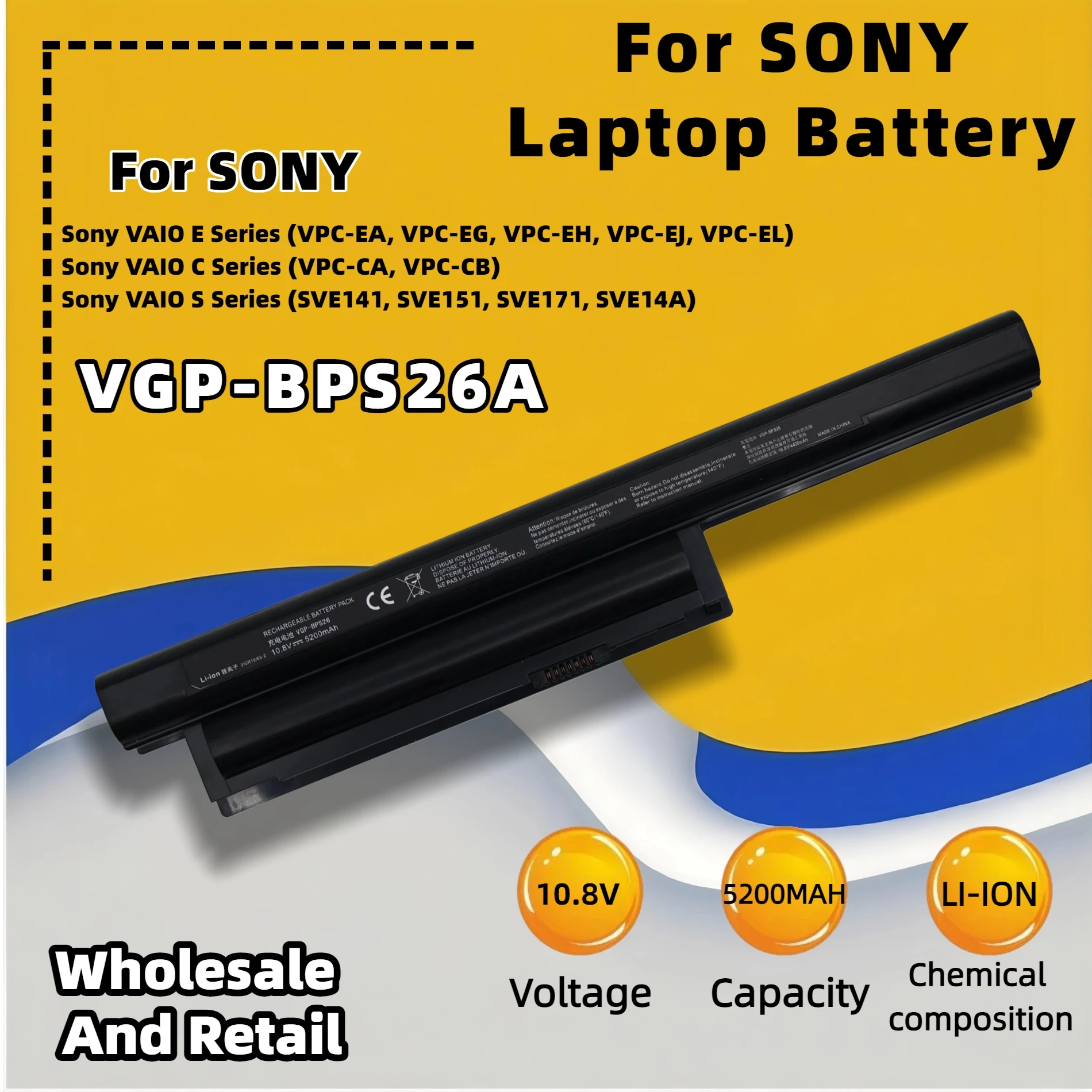 FRLESUI BPS26 BPS26A 5200MAH For Sony Vaio SVE17 L VPCCA VPCCB VPCEG VPCEH VPCEJ VGP-BPS26 VGP-BPS26A High Capacity Battery