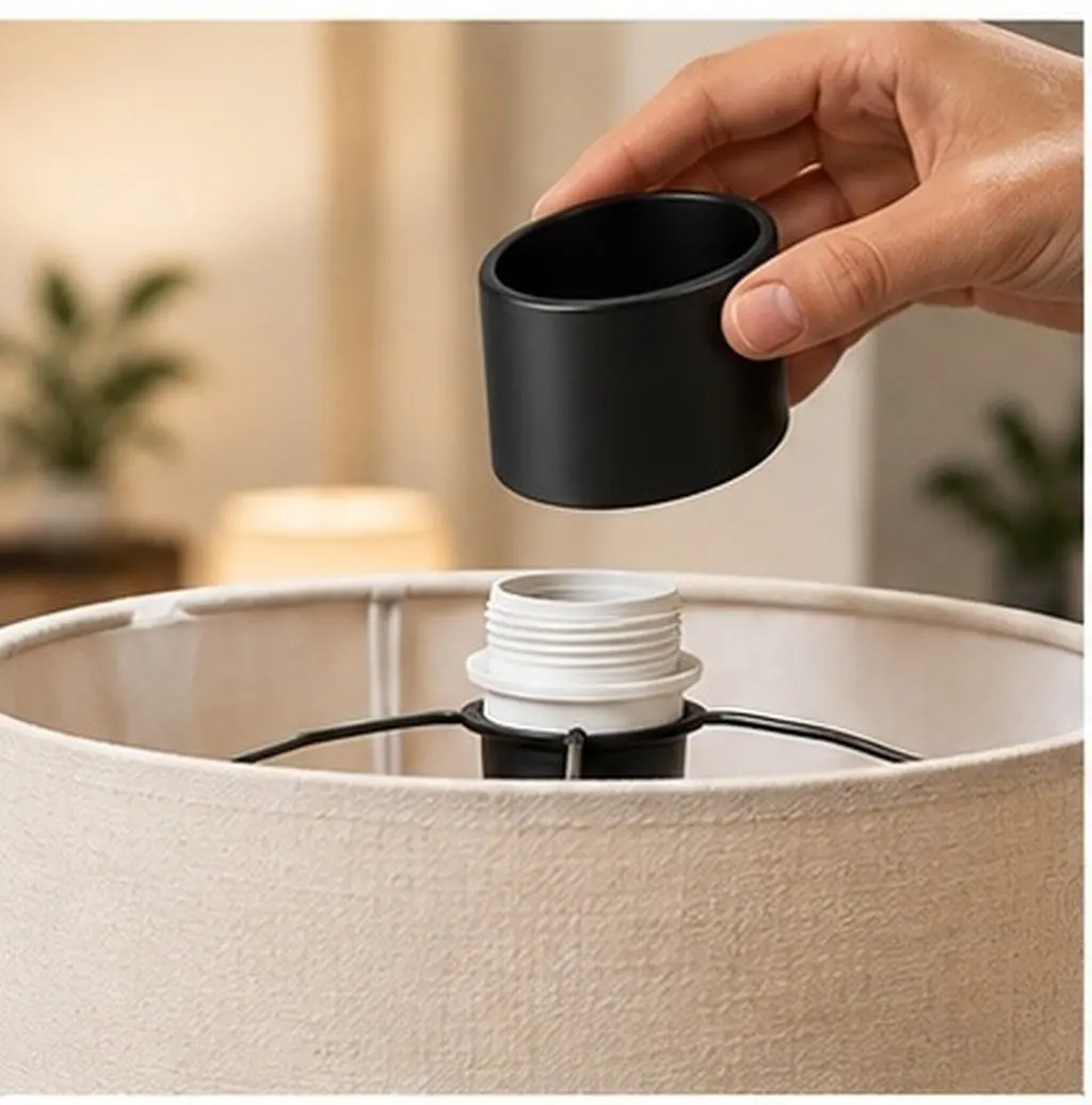 4Pcs Metal Lamp Shade Ring Collar Set Black 2.08x2.08x1.57in for E26 Ceramic Socket Lamp Holder Universal Shade Retainer Ring