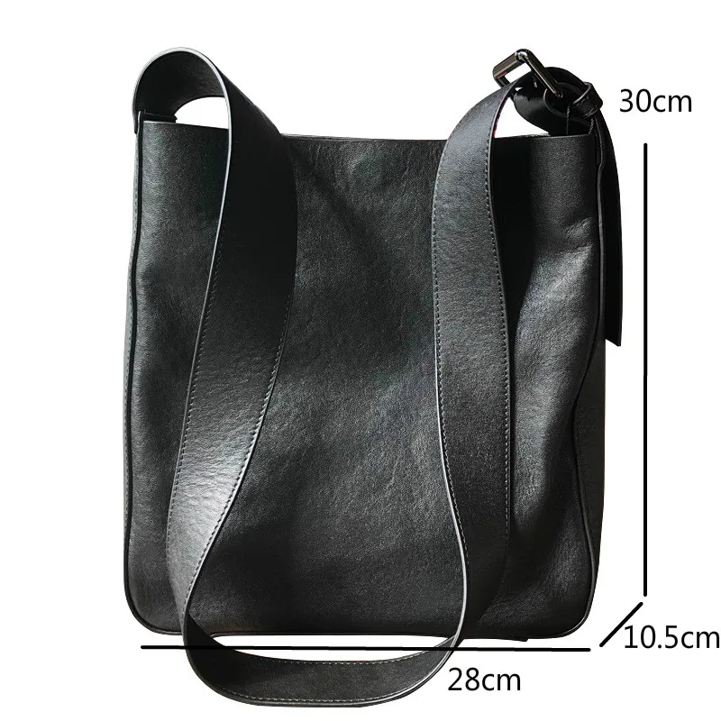 Johnature Leisure Women Big Bag 2024 New Genuine Leather Wide Belt Bucket Bag Soft First Layer Cowhide Versatile Shoulder Bag