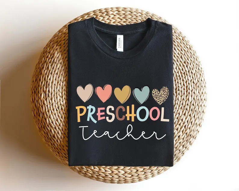 Preschool Teacher Shirt Hello Crew Preschool Squad, Cute Preschool Shirt Short Sleeve Top Tees 100% Cotton Harajuku y2k goth