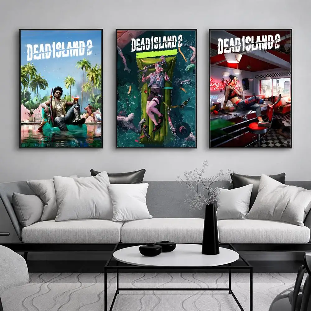 Zombie Horror Game D-Dead I-Island 2 Poster Wall Art Print Sticker for Bedroom Living Room Dorm Office Modern Home Decor