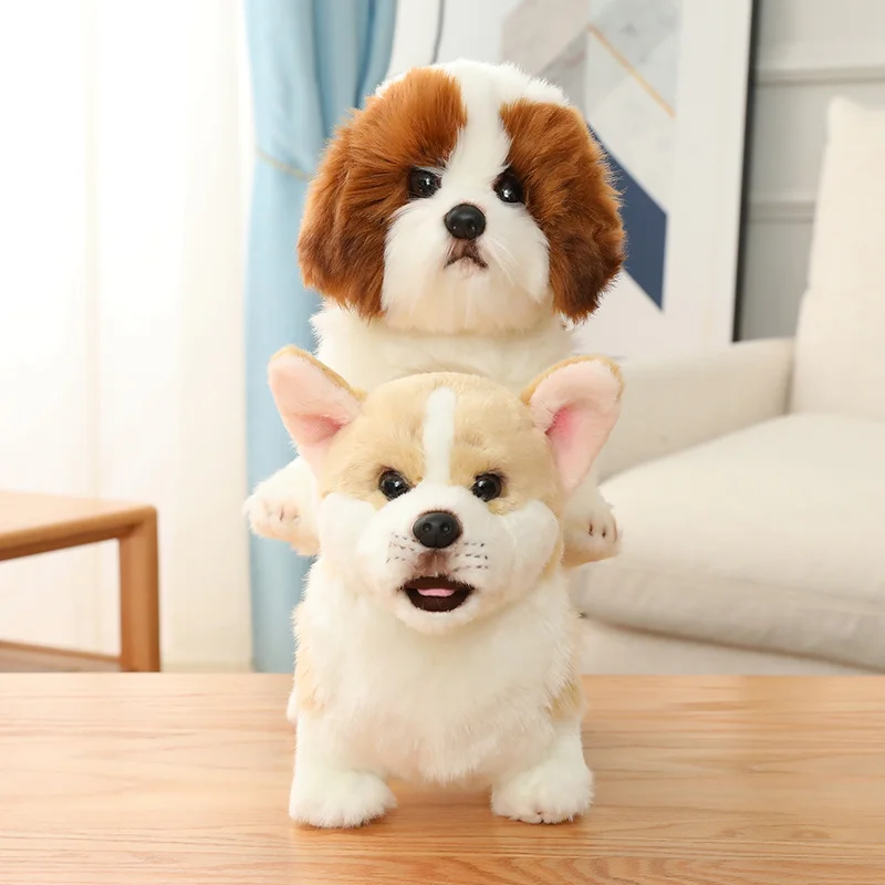 38CM Lovely Simulation Dog Kids Dolls Corgi Stuffed Pet Soft Animal Toys For Children Birthday Gift Decor Collection Brinquedos