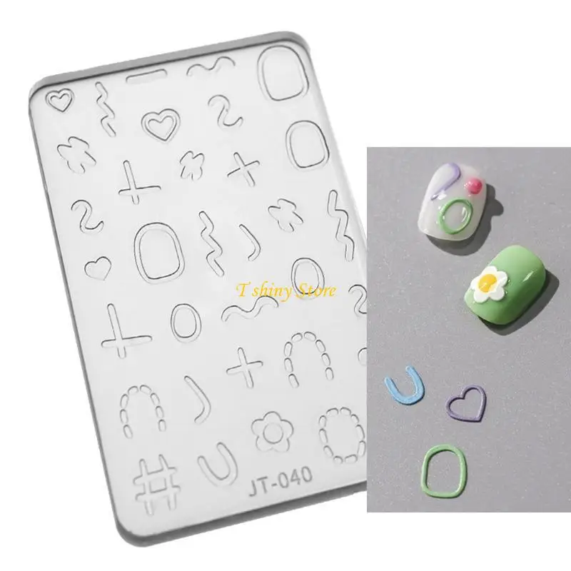 N58F 3D Carving Silicone Mold Stamping Flower Nails Stencils DIY Manicure Tools