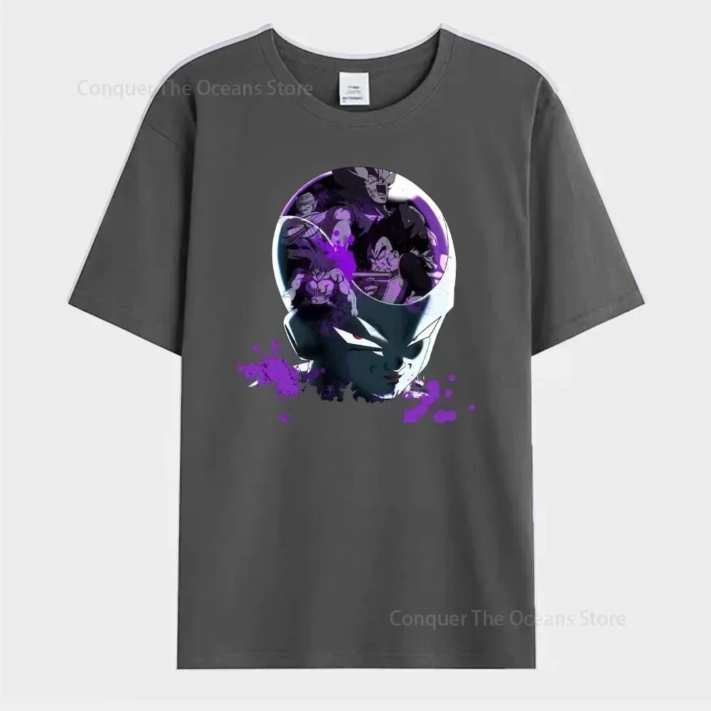 Japanese Anime Frieza Printed Men\'s T-Shirt Goku Summer Short Sleeves Cosplay Tees High Quality Casual Streetwear Women\'s Tops
