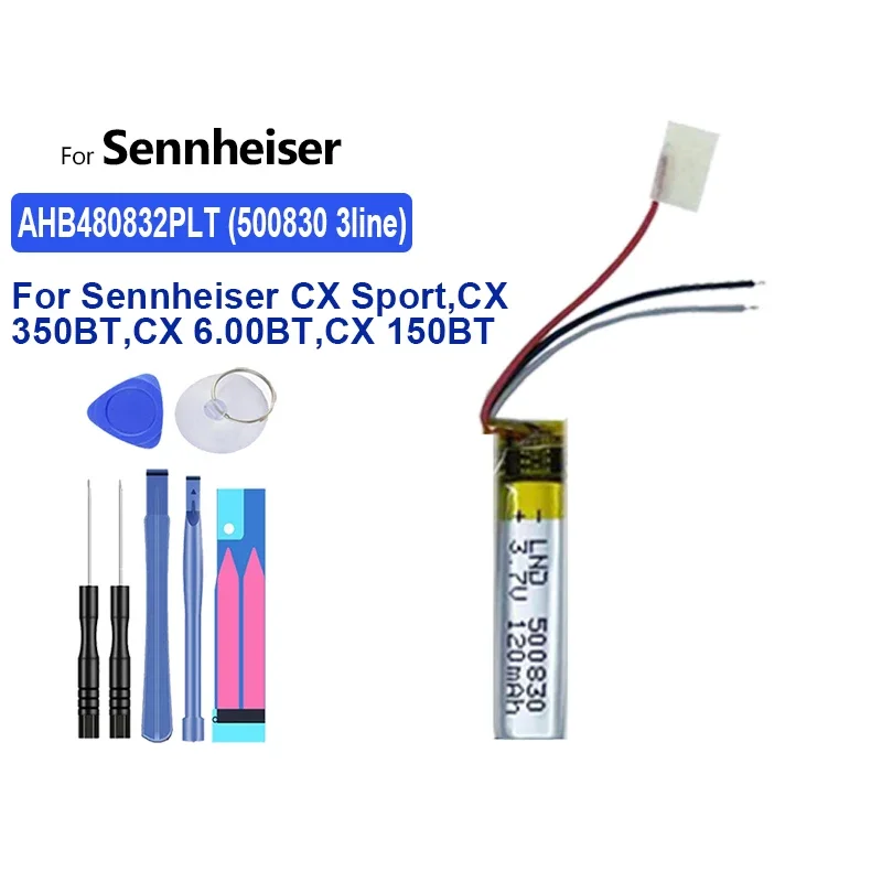 

Battery 120mAh AHB480832PLT (500830 3line) For Sennheiser CX Sport CX350BT CX6.00BT CX150BT Headset