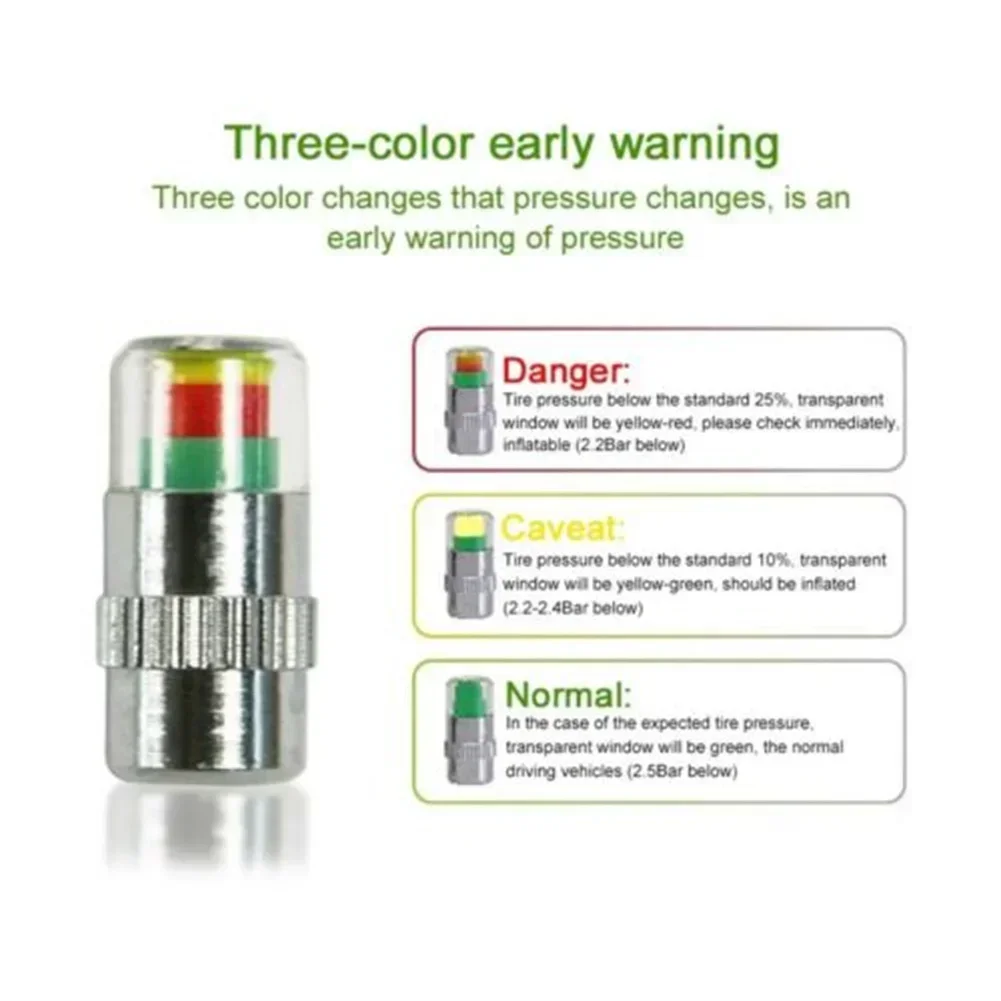 8Pcs Car Tire-Pressure Indicators Valve //Car-Tire Pressure Monitor Valves Cap W/Sensor Indicator 3-Color Eye