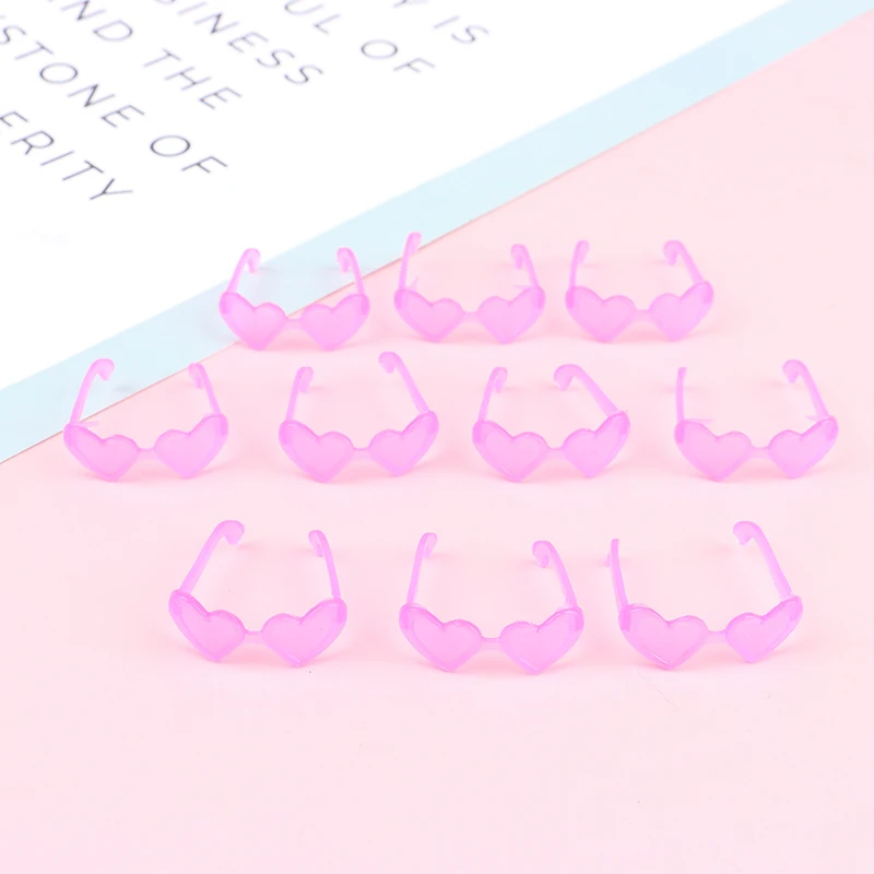 10Pcs Dolls Accessories Mini Plastic Heart Glasses For Dolls 1/6 Doll House Kids Toy Party Glasses