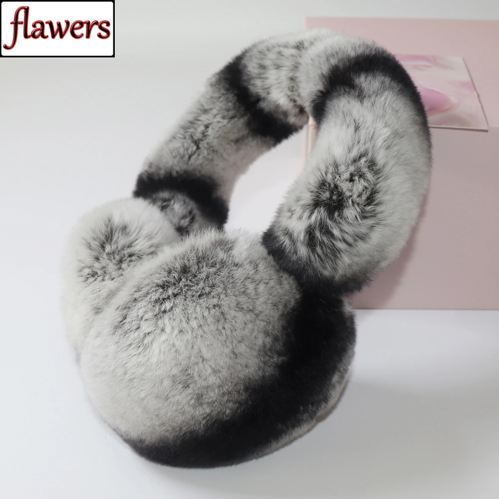 

Natural Fur Earmuffs Russian Women Winter Outdoor Warm Real Rex Rabbit Fur Earlaps Lady Lovely Genuine Rex Rabbit Fur Earmuff