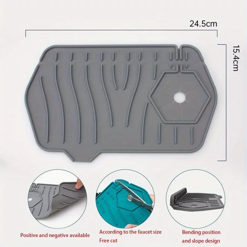 Faucet Mat Double Sided Use Silicone Kitchen Sink Splash Pad Drainage Waterstop Bathroom Countertop Protector Quick Dry Tray