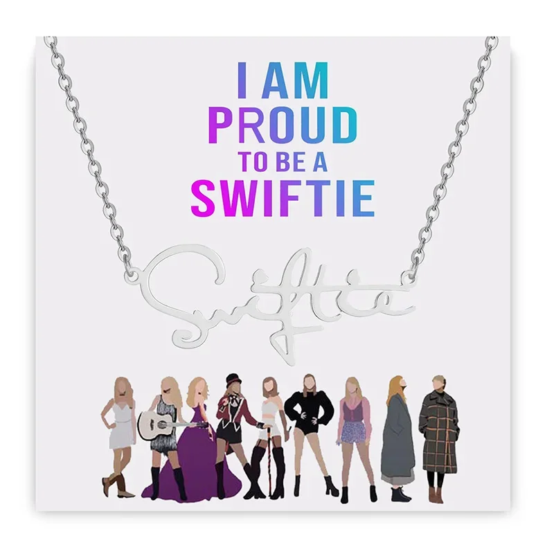 Stainless Steel Chain Inspired Letter Neckalce Women Folklore Jewelry Taylor Swift Tour Concert Series for Singer Only Fans Gift