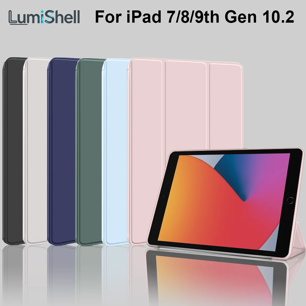 Tri-fold Flip Case For iPad 7th 8th 9th Gen 10.2inch 2019 2020 2021, Auto Wake/Sleep Soft Silicone Shell PU Protective Cover