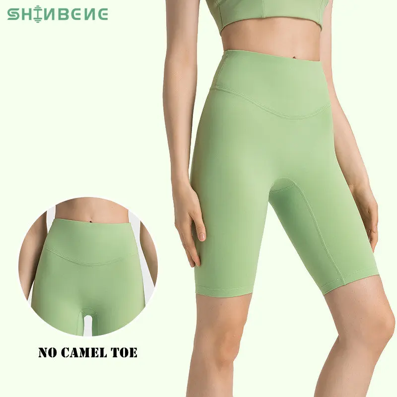 

SHINBENE Luxurious Naked-feel High-waisted Tummy-tight Five-point Yoga Pants Sports Fitness Cycling Pants