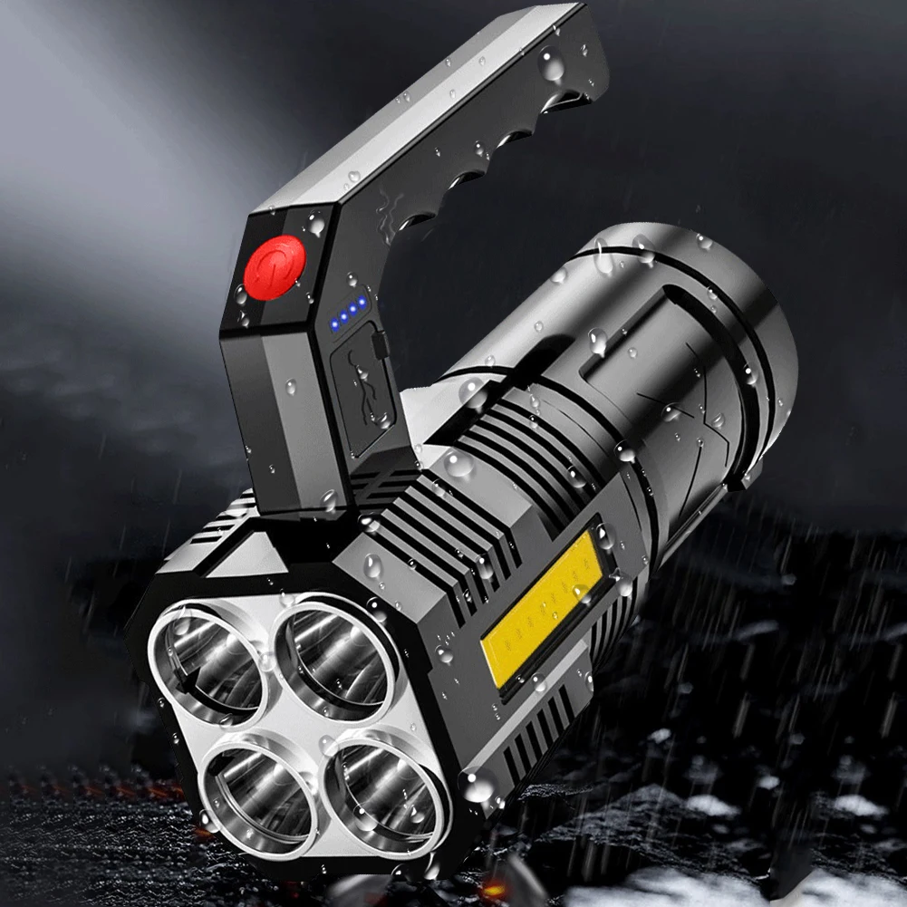 LED Handheld Lantern Portable Handheld Spotlight USB Rechargeable Dual Light Source Life Waterproof for Hiking Hunting Exploring