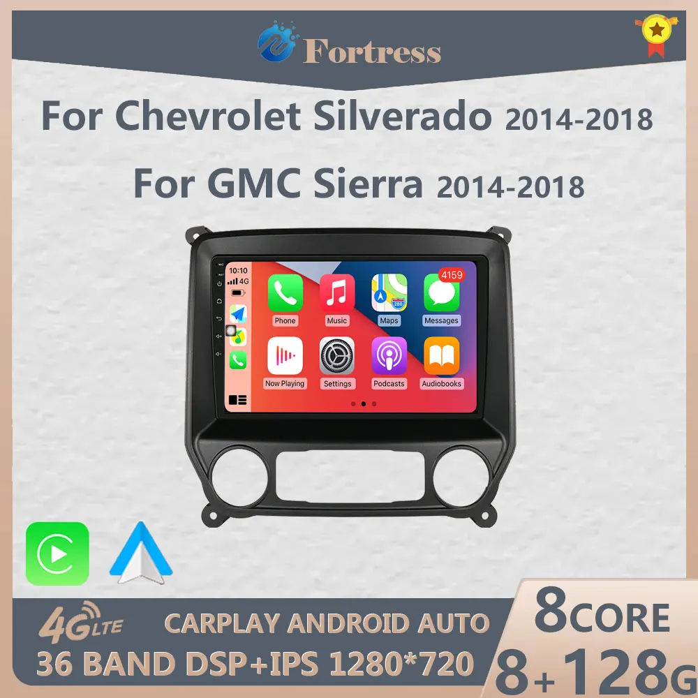 

Android 13 Carplay for Chevrolet Silverado GMC Sierra 2014-2018 Car Radio Stereo GPS Navigation Multimedia Player Android auto