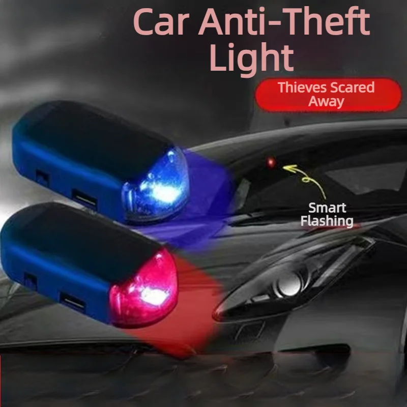 

Solar Powered Car Anti-Theft Warning Light LED Flashing Indicator Lamp Smart Sensing Night Security Monitoring Dummy Alarm Light