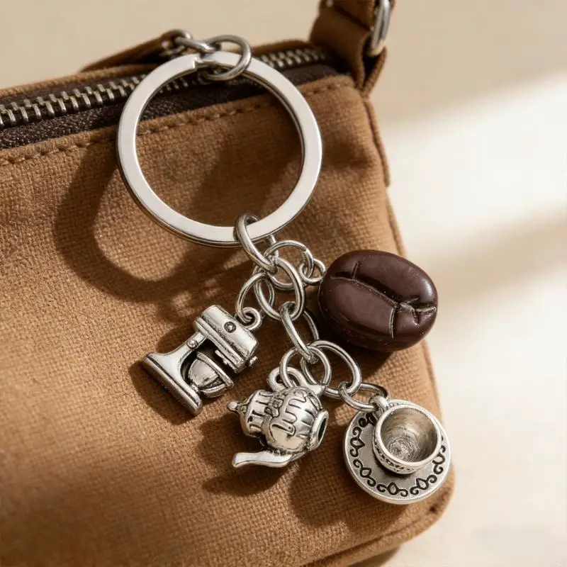  Cheerful Coffee Bean Inspired Keychain Compact And Simple To Attach Decoration