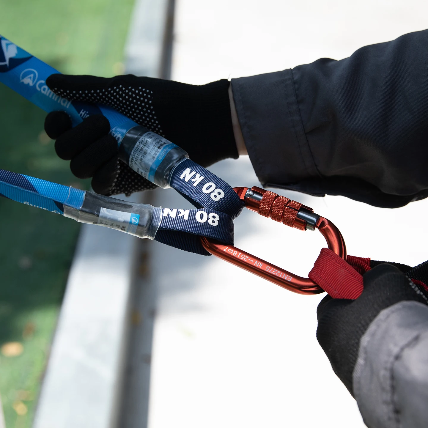 80kN High-Strength Anchor Point Sling with Safety Rope, Industrial Rescue Sling for High-Altitude Work