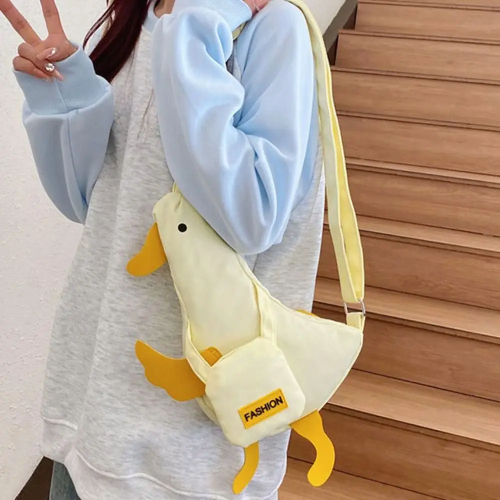 Lovely Canvas Funny Duck Crossbody Bag Korean Style Novetly Duck Shoulder Bag Minority Design Cartoon Chest Bag Shool - view 4