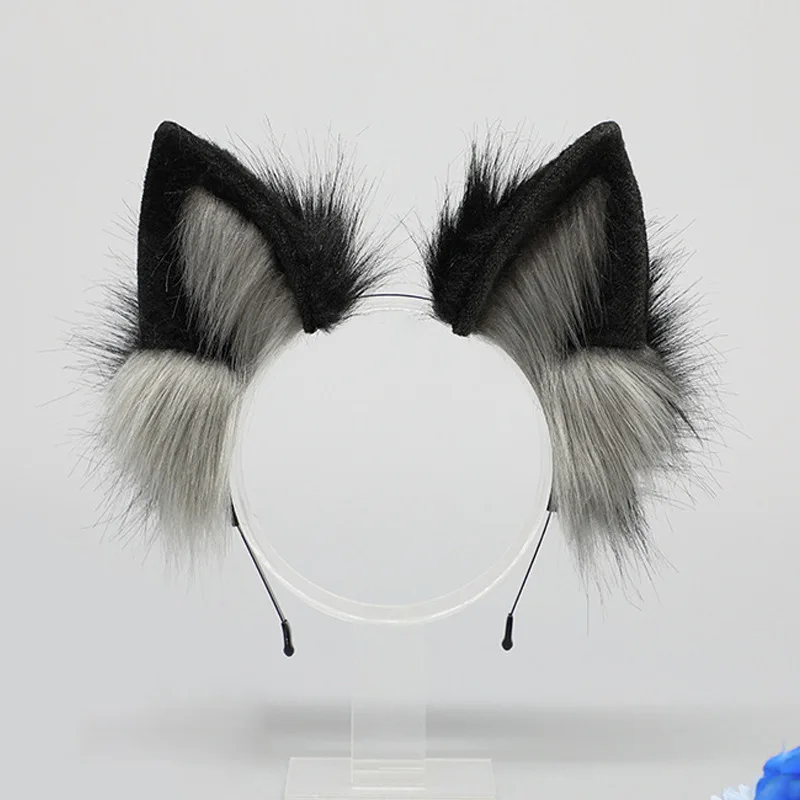 Vrouwen Prachtige Haaraccessoires Anime Cosplay Hoofdtooi Leuke Wolf Oren Hoofdband Pluche Dierenhoofdband Voor Halloween Party Props