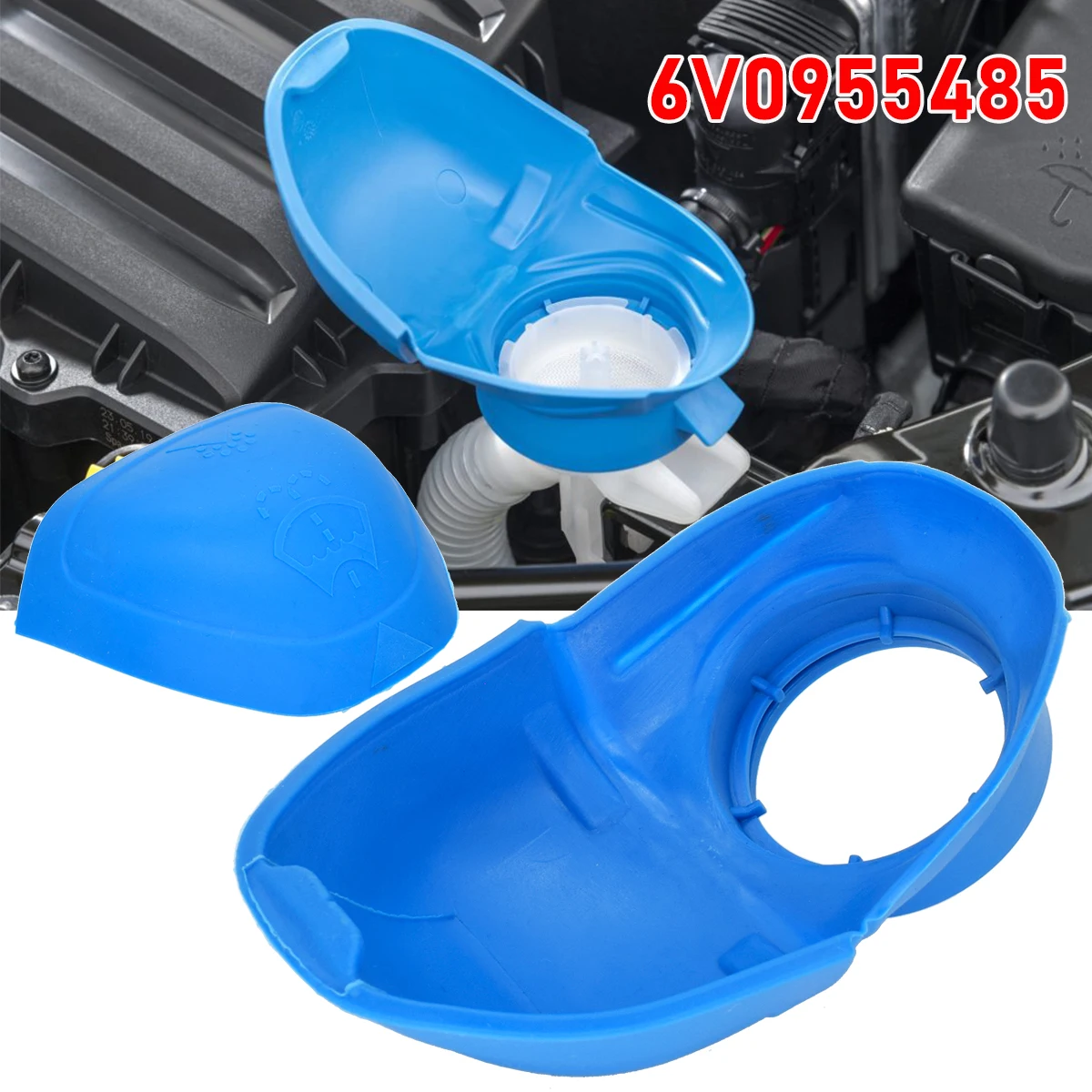 6V0955485 Wiper Washer Fluid Reservoir Tank Bottle Cover Cap Lid For Audi For VW SKODA Front Auto Windshield Car Replacement