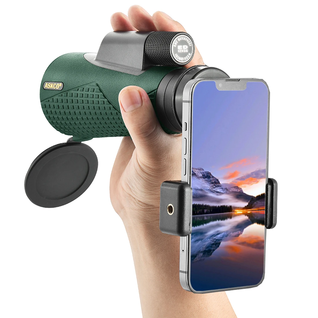 

12x56 High Power ED Lens Monocular Telescope with Smartphone Adapter Larger Vision Monoculars SMC Lens for Bird Watching Hunting