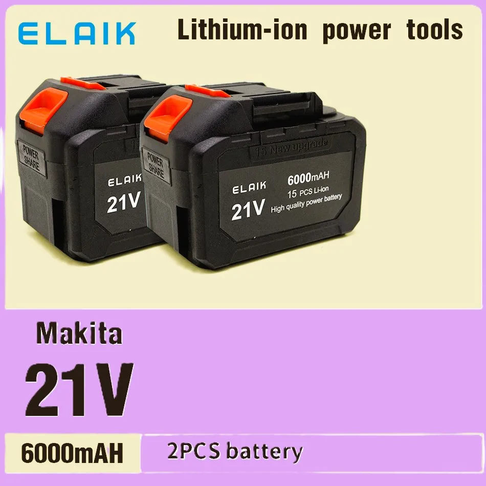 18V21V 6000mAh 6A10A herramientas eléctricas Makita destornillador eléctrico taladro eléctrico batería de iones de litio + nueva carga de batería de repuesto