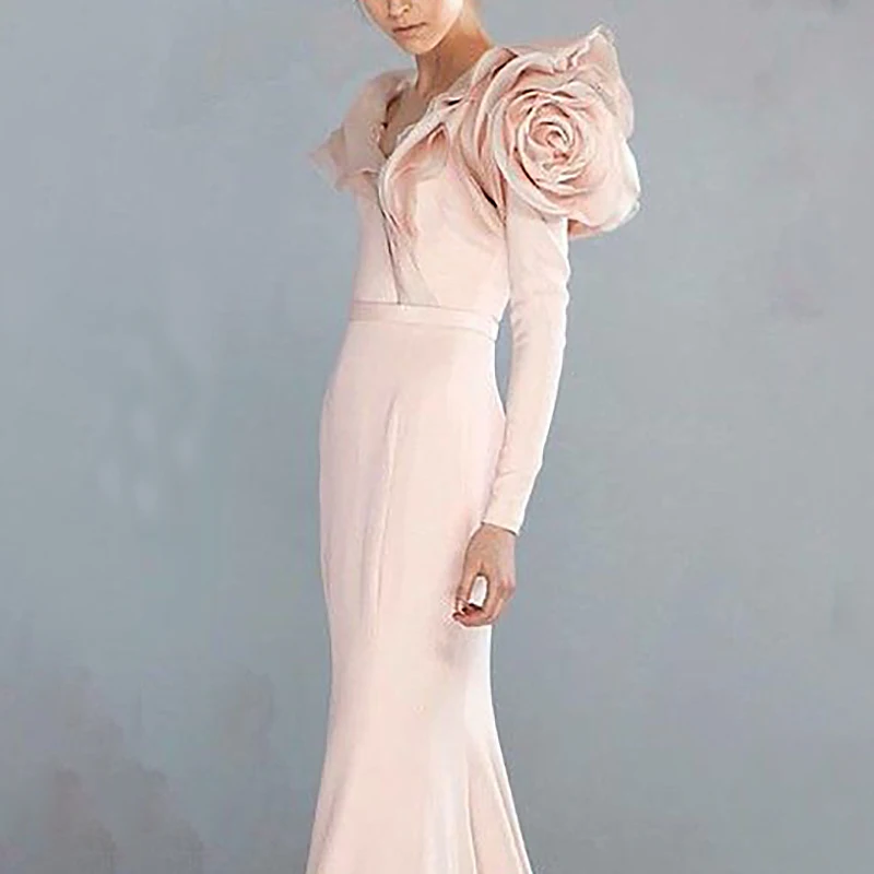 Elegant Long Evening Dresses for Women V-Neck Floor-Length Mermaid Sweep Train Party Wedding Special Events Ceremony Dress 2023