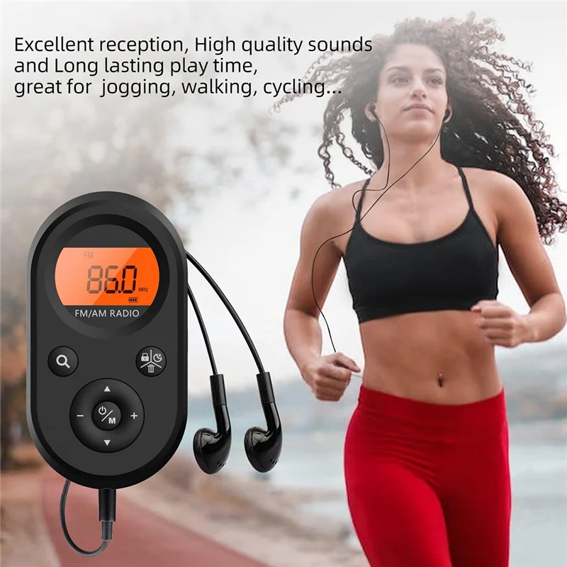 AF93-Persönliches Taschenradio AM/FM wiederaufladbares Walkman-Radio mit langer Akkulaufzeit, Stereo-Kopfhörer, Schlaftimer