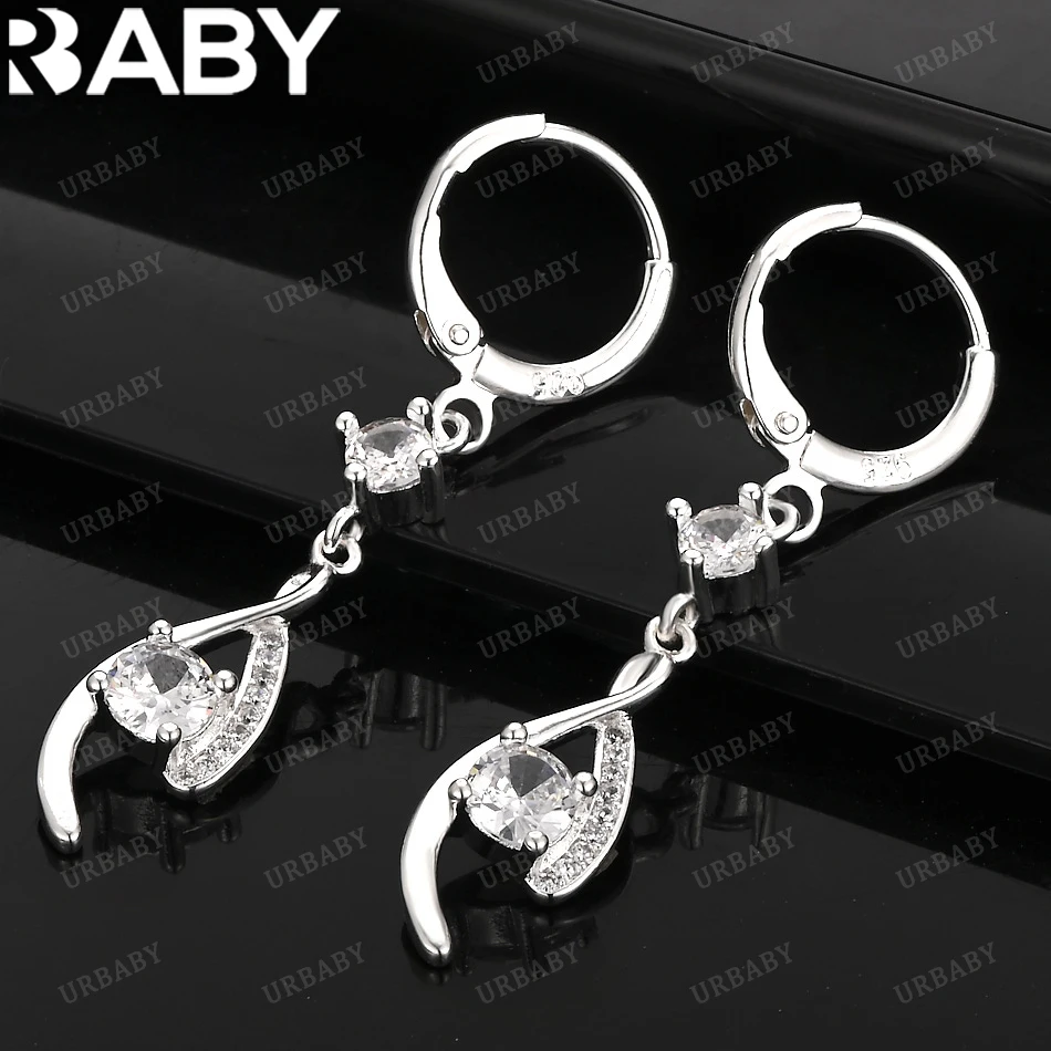 

URBABY 925 Sterling Silver Earrings Moon Zirconia Drop Earrings For Women Jewelry Fashion Party and Daily Wear