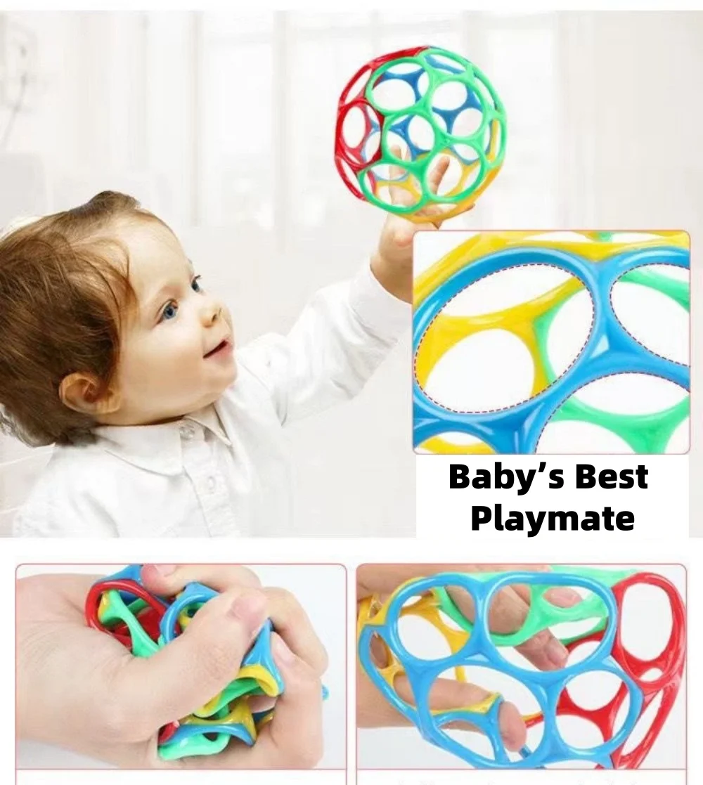 Weicher Baby-Greifball mit Glocke, Frühförderungsspielzeug, sensorisches Lernspielzeug, zufällige Farbe – Detail 2