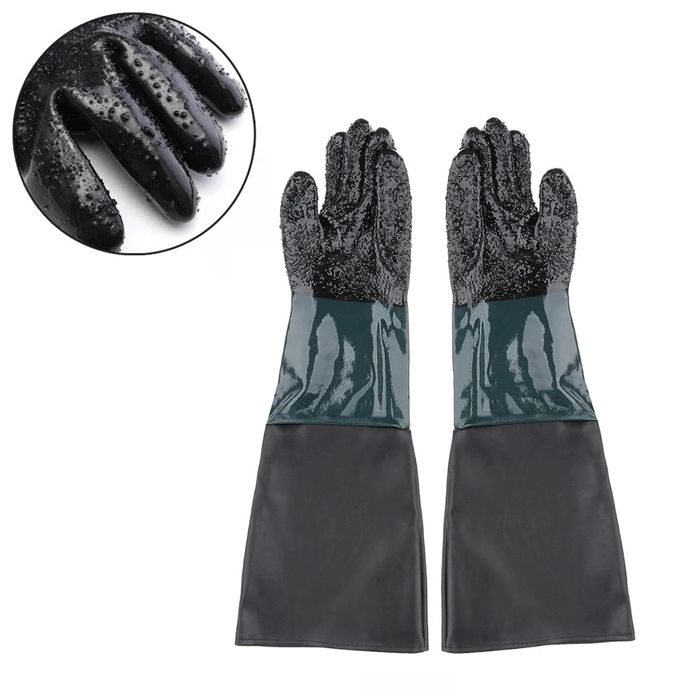 Imagem -03 - Confortável Costura Jateamento Luvas Pvc Preto e Algodão Areia Jateamento Luvas 60cm 236