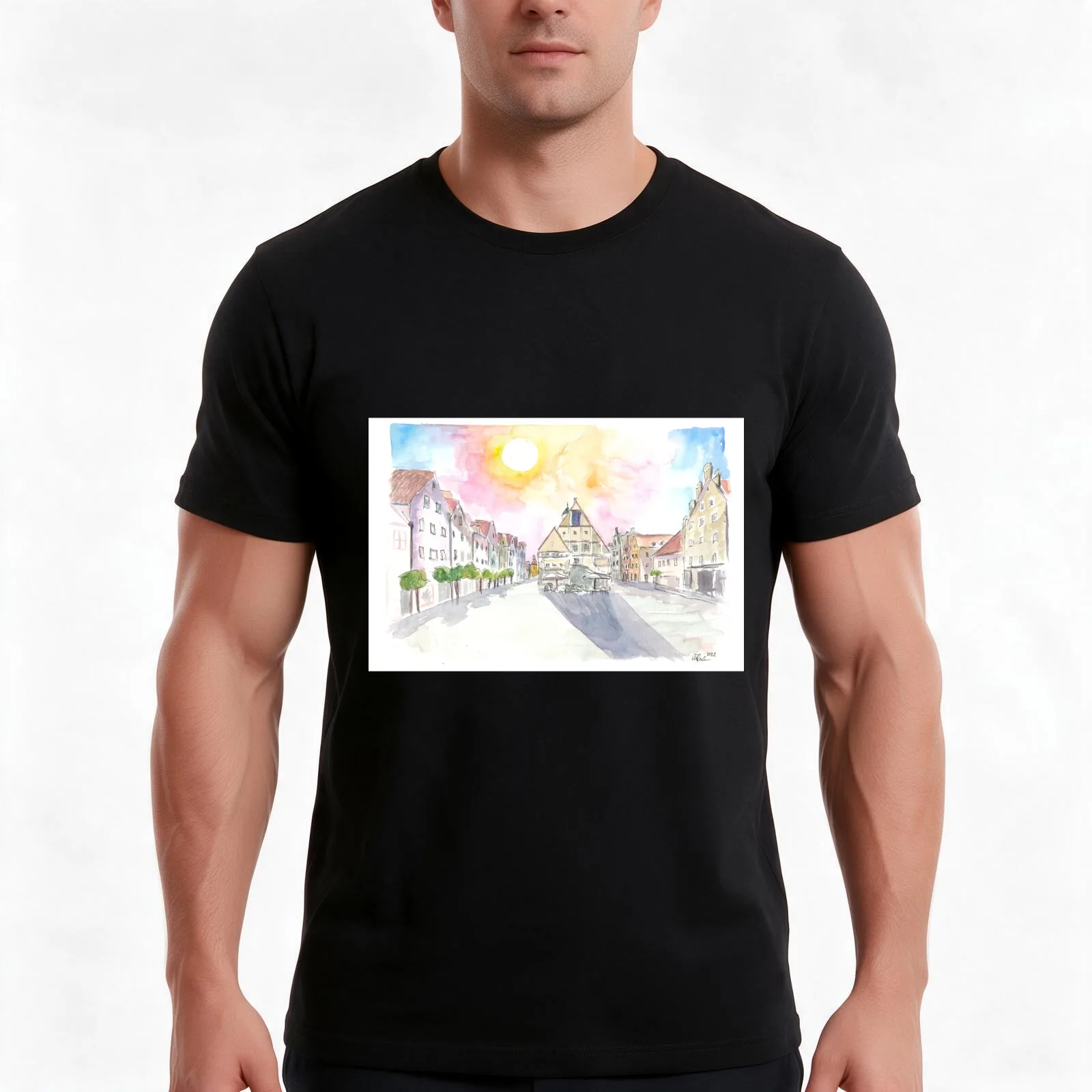 Weiden Old Town Square with City Hall in Upper Palatinate T-Shirt Summer Casual Cotton Tee Oversized Streetwear Tops