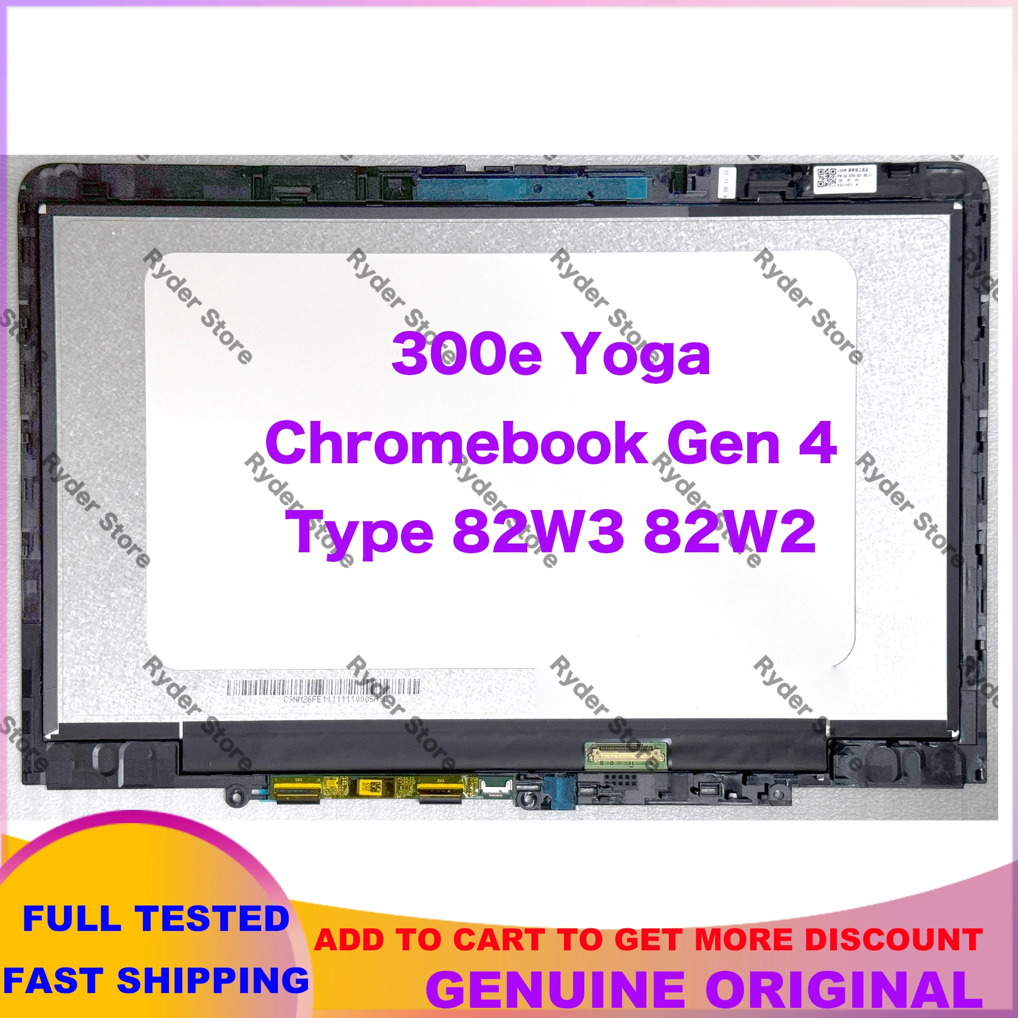 

5D11C95908 11,6 "для Chromebook Yoga 300e Gen 4 82W2 82W3 ЖК-дисплей с цифровым преобразователем сенсорного экрана в сборе с рамкой
