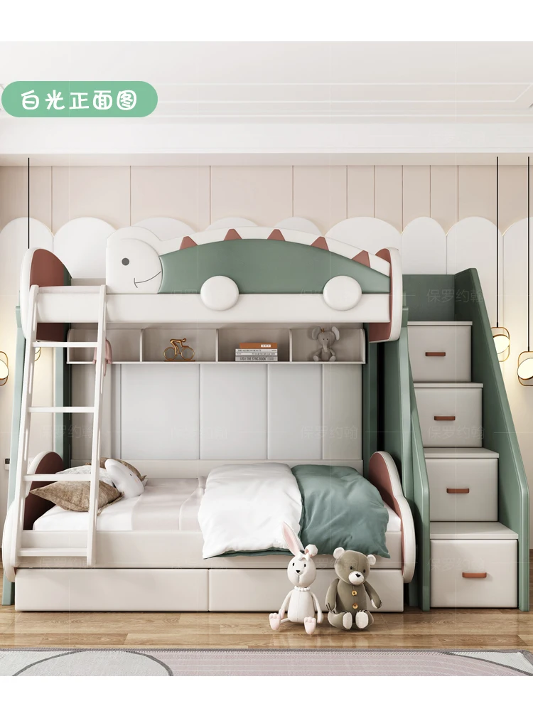 

Children's and boys' upper and lower bunk beds, soft wrapped beds, solid wood high and low beds, 1.5m double decker beds, adult