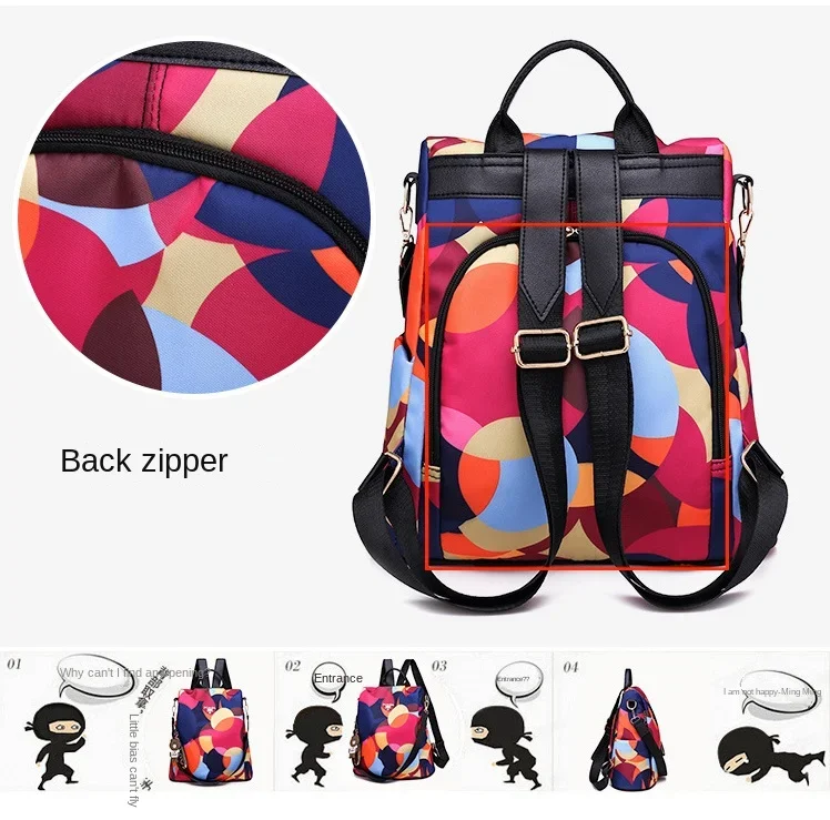 Frauen Rucksack Mode Oxford Tuch Schulter Taschen Schule Taschen für Teenager Große Kapazität Druck Wasserdichte Reise Rucksack – Detail 4