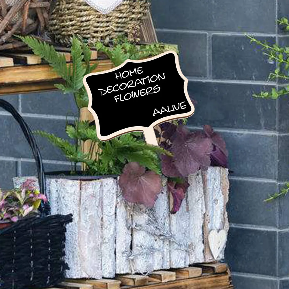 10Pcs Eco Friendly Wooden Chalkboard Mini Floral Message Board Table Number Display Stand for Wedding Party Office School Decor