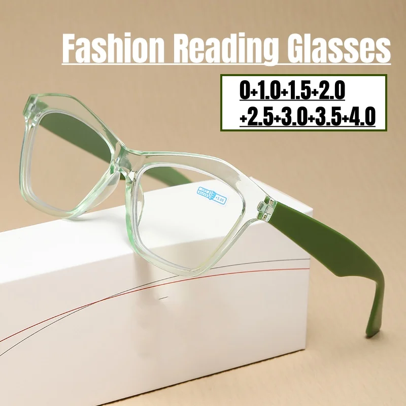 

3 Colors Women's Trendy Reading Glasses Fashion Blue Light Blocking Hyperopia Eyewear for Men Ladies Square Far Sight Eyeglasses