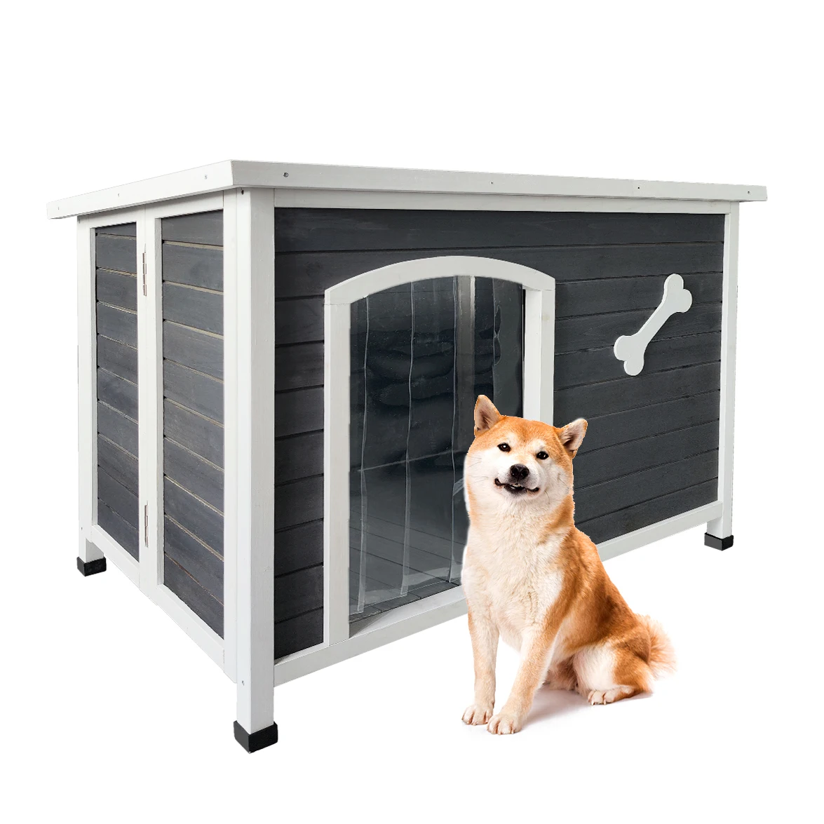 

Large Wooden Dog House, Waterproof Outdoor Dog Cage, Windproof & Warm Kennel, Easy Assembly